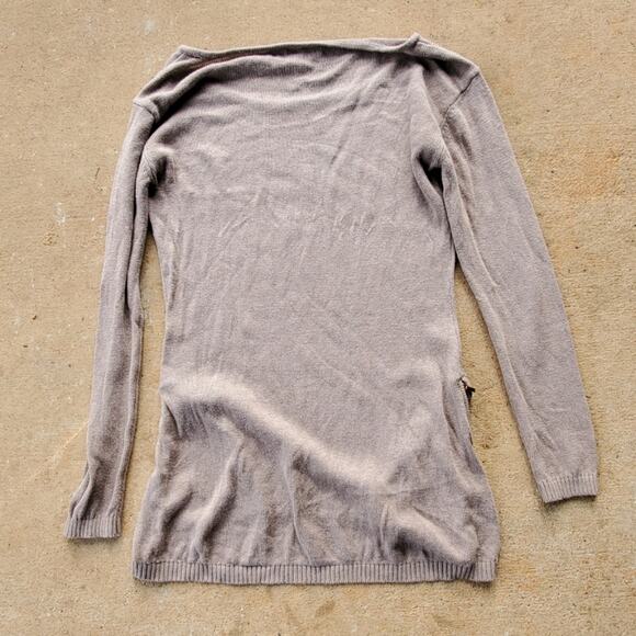 New York & Company double zip tunic sweater tan medium - Picture 2 of 3